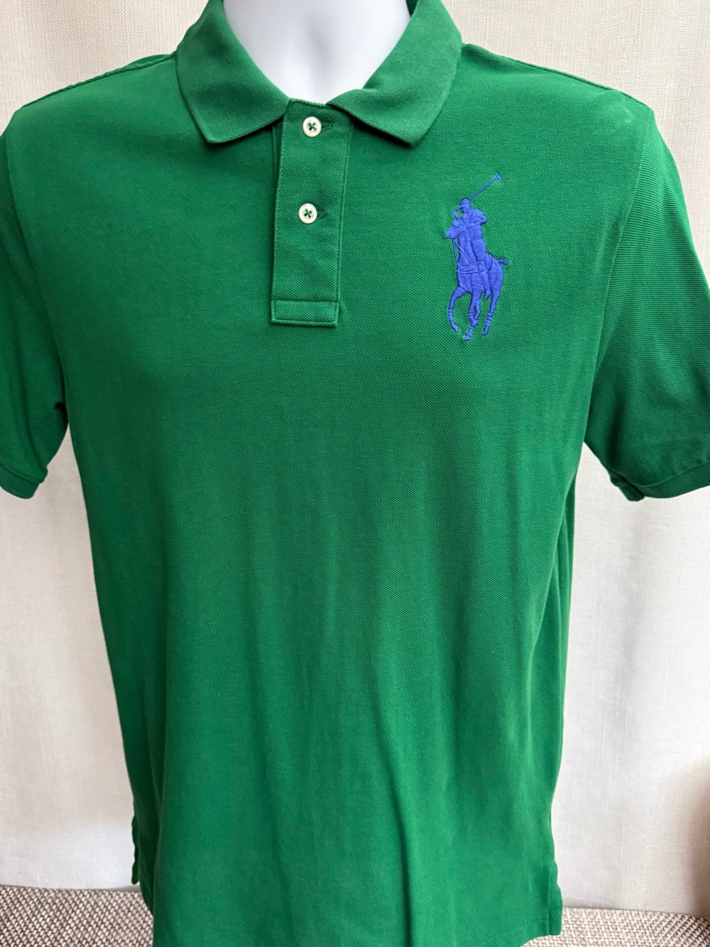 Ralph Lauren Green Polo with Blue Pony Logo